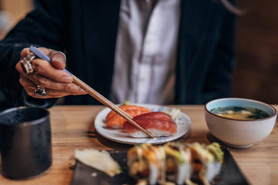 Gentleman in sushi bar